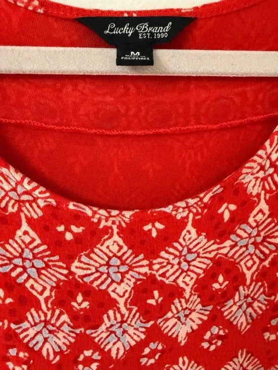 Lucky Brand orange pink blue knee length dress medium - Picture 3 of 8